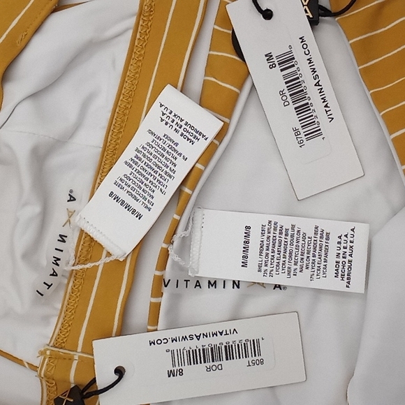 Sold! Vitamin A Neutra Triangle Top and Luciana Bottom Bikini Set Dorada Stripe - Picture 13 of 16